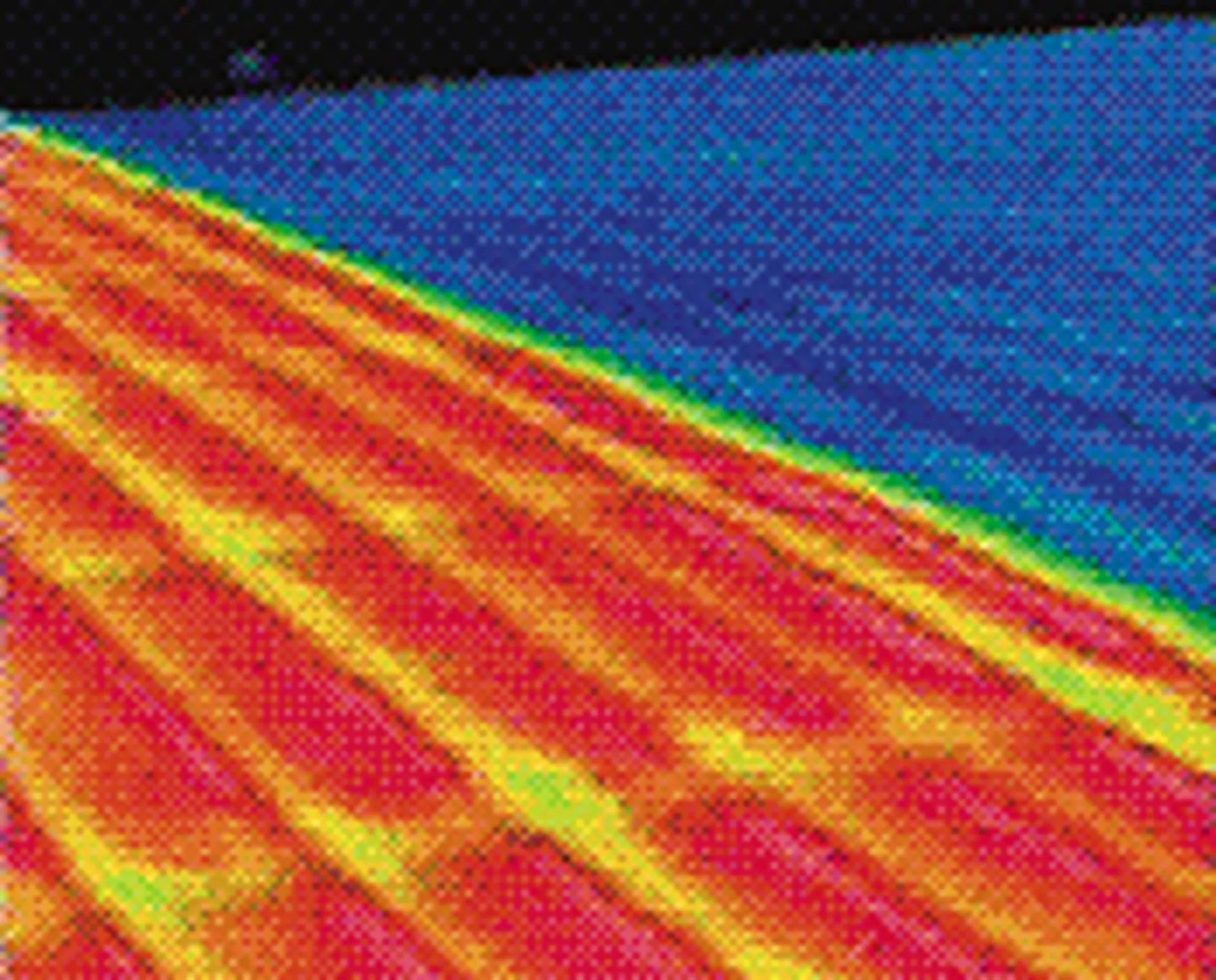 Infrared thermal image showing heat retained by a roof surface